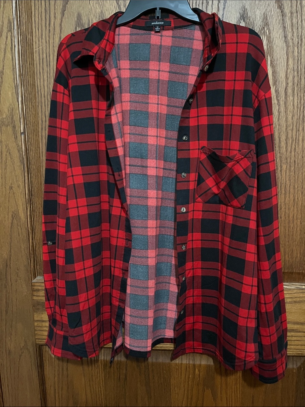 Ambiance Red and Black Plaid Button-Up Shirt